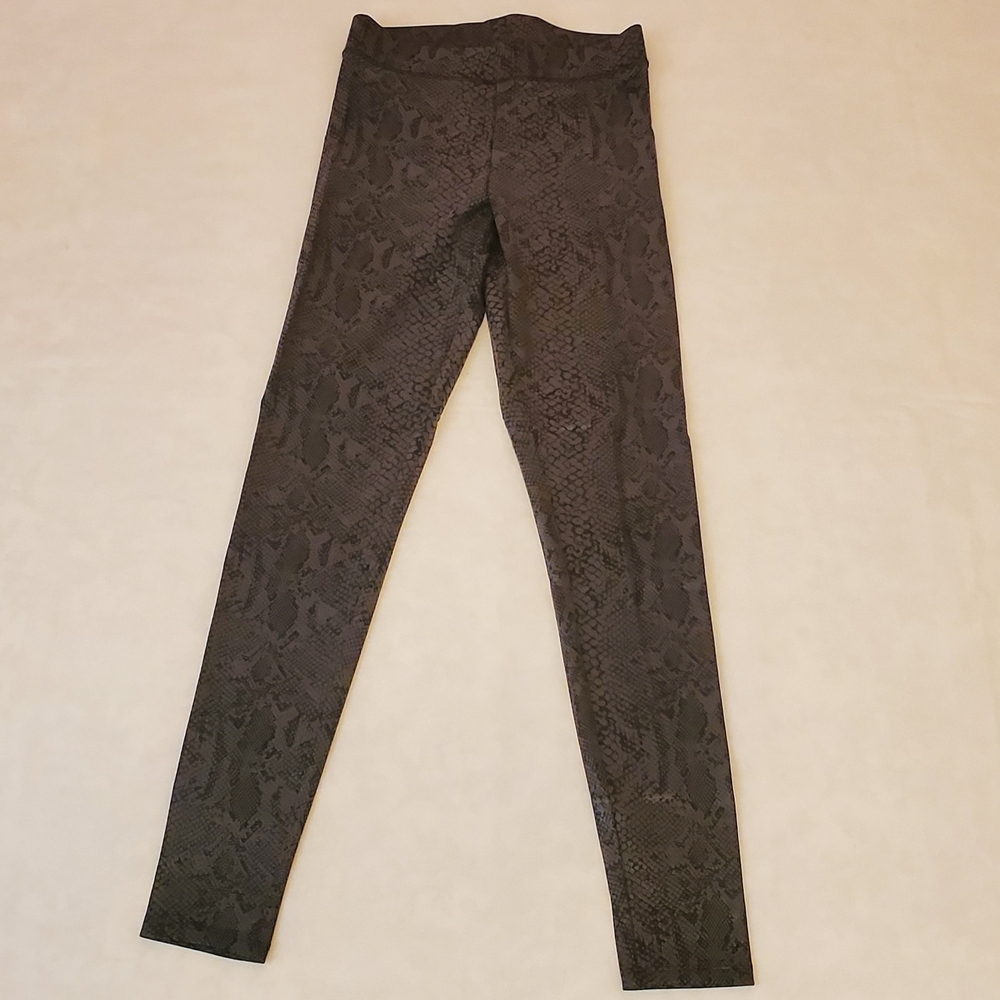 Victoria's Secret PINK XS Vintage Y2K Metallic Charcoal Snakeskin Print Leggings